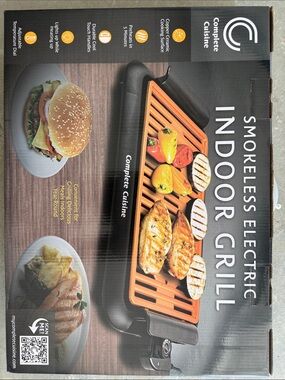 Smokeless Electric Indoor Grill - Black with Orange Grill Plate